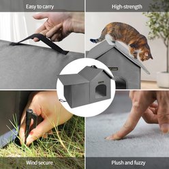 Rest-Eazzzy Weatherproof Insulated Outdoor Cat House, Grey, Medium slide 2 of 8