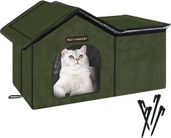 Rest-Eazzzy Weatherproof Insulated Self Warming Outdoor Cat House with Mat & Clip, Green, Medium, 1 count