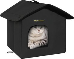 Rest-Eazzzy Weatherproof Insulated Self Warming Outdoor Canopy Cat House with Mat, Small, Black slide 1 of 8