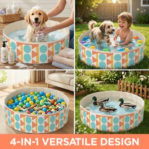 furrybaby Indoor & Outdoor Foldable Portable Kiddie Dog Pool, Medium, 39.3-in, Bohemia