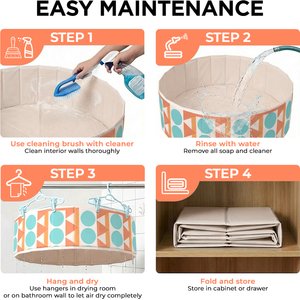 furrybaby Indoor & Outdoor Foldable Portable Kiddie Dog Pool, Medium, 39.3-in, Bohemia