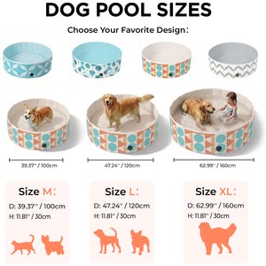 furrybaby Indoor & Outdoor Foldable Portable Kiddie Dog Pool, Medium, 39.3-in, Bohemia