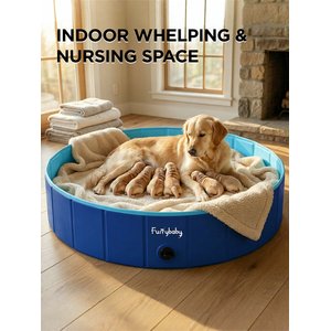furrybaby Collapsible Foldable Dog Swimming Pool, Small, 32-in, Navy