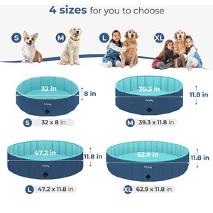 furrybaby Collapsible Foldable Dog Swimming Pool, Small, 32-in, Navy