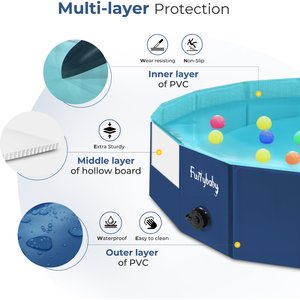 furrybaby Collapsible Foldable Dog Swimming Pool, Small, 32-in, Navy