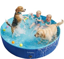 furrybaby Foldable Portable Dog Swimming Pool, X-Large, 63-in, Navy