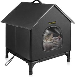 Rest-Eazzzy Waterproof Insulated Heated Cat House, Black, Medium