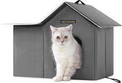 Rest-Eazzzy Weatherproof Insulated Outdoor Cat House, Grey, Medium slide 1 of 8