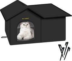 Rest-Eazzzy Weatherproof Insulated Self Warming Outdoor Cat House with Mat & Clip, Black, Medium, 1 count slide 1 of 7