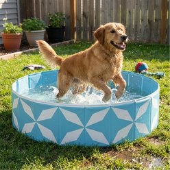 furrybaby Indoor & Outdoor Foldable Portable Kiddie Dog Pool, Large, 47.2-in, Light Blue