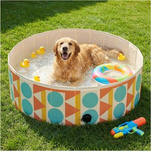 furrybaby Indoor & Outdoor Foldable Portable Kiddie Dog Pool, Medium, 39.3-in, Bohemia