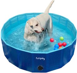 furrybaby Collapsible Foldable Dog Swimming Pool, Small, 32-in, Navy