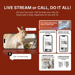 PATPET Camera & WiFi Automatic Hanging Cat & Small Pet Feeder, 1.8-liter