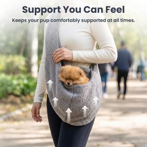 PawsPik Snuggle Sling Plush Pet Carrying Bag, Gray