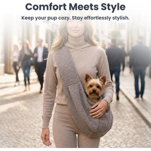 PawsPik Snuggle Sling Plush Pet Carrying Bag, Gray