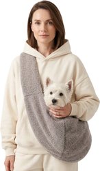 PawsPik Snuggle Sling Plush Pet Carrying Bag, Gray