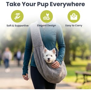 PawsPik Snuggle Sling Plush Pet Carrying Bag, Gray