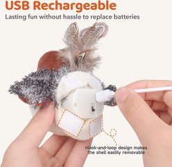 Potaroma 2-in-1 Rechargeable Flapping Sparrow with Aluminum Alloy Exercise Plush Cat Toy Set, Multicolor slide 2 of 7