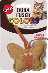 Spot Dura-Fuse Leather Butterfly/Nip Asst Plush Dog Toy, Tan/Blue/Black/Brown/Orange
