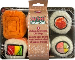 Spot Sushi Roll Set 6-Piece with Nip Plush Cat Toy, Orange/Green/Pink/Black/White