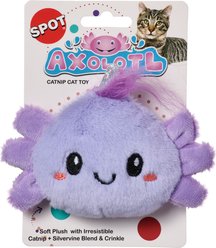 Spot Axolotl Faces Asst Plush Cat Toy, Purple/Grey/White, 5-in