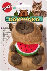Spot Capybara with Watermelon Plush Cat Toy, Tan/Brown/Red/Green/Black/White