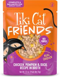 Tiki Cat Friends Chicken, Pumpkin & Duck Recipe Grain-Free Wet Cat Food, 2.5-oz pouch, case of 12