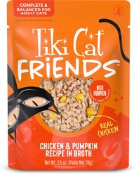 Tiki Cat Friends Chicken & Pumpkin Recipe Grain-Free Wet Cat Food, 2.5-oz pouch, case of 12