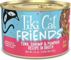 Tiki Cat Friends Tuna, Shrimp & Pumpkin Recipe Grain-Free Wet Cat Food, 5.5-oz can, case of 8