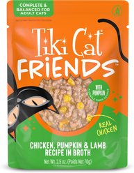 Tiki Cat Friends Chicken, Pumpkin & Lamb Recipe Grain-Free Wet Cat Food, 2.5-oz pouch, case of 12