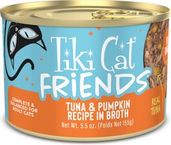 Tiki Cat Friends Tuna & Pumpkin Recipe Grain-Free Wet Cat Food, 5.5-oz can, case of 8