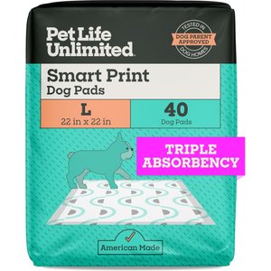 Pet Life Unlimited Smart Prints Dog Pee Pads, Sweet Bluegrass Scent, Large: 22 x 22-in, 40 count