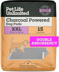 Pet Life Unlimited Charcoal Dog Pee Pads, XX-Large: 29.5 x 35-in, 15 count, Unscented