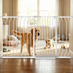 WAOWAO Extra Tall Pressure Mounted Adjustable Metal Pet Dog Gate, 40.55-in x 47-64-in, White