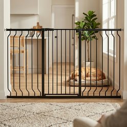 WAOWAO Extra Tall Pressure Mounted Adjustable Metal Pet Dog Gate, 40.55-in x 47-64-in, Black
