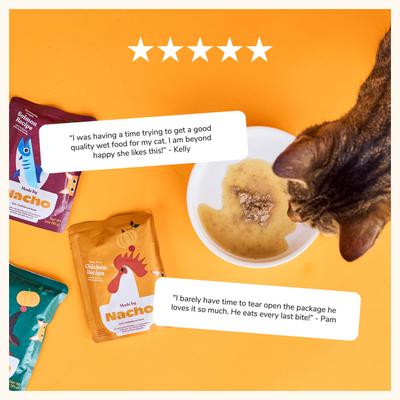 Show full view: Made by Nacho Grass-Fed, Grain-Finished Beef Recipe Cuts In Gravy with Bone Broth Wet Cat Food, 3-oz pouch, case of 12 slide 8 of 10