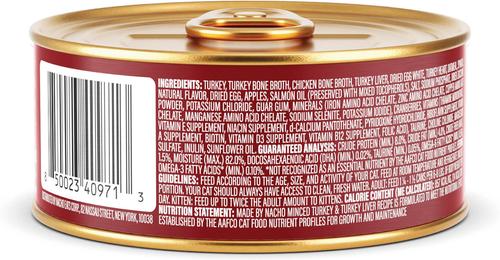 Show full view: Made by Nacho Cage-Free Turkey & Turkey Liver Recipe Minced Wet Cat Food, 5.5-oz can, case of 24 slide 3 of 9