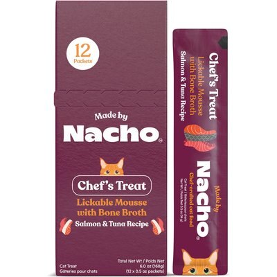 Made by Nacho Made by Nacho Tuna & Salmon Recipe Grain-Free Lickable Cat Treats, 0.5-oz pouch, case of 12