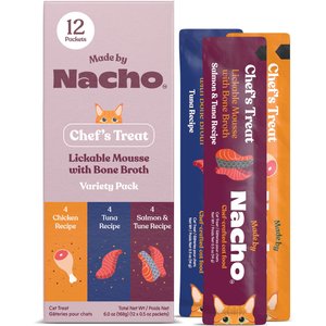 Made by Nacho Mousse Variety Pack Grain-Free Lickable Cat Treats, 0.5-oz pouch, case of 12