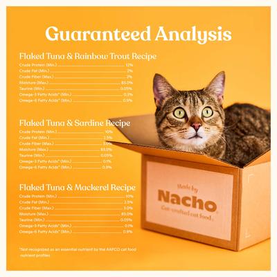 Show full view: Made by Nacho Flaked Fish Variety Pack Grain-Free Wet Cat Food, 3-oz can, case of 12 slide 8 of 10