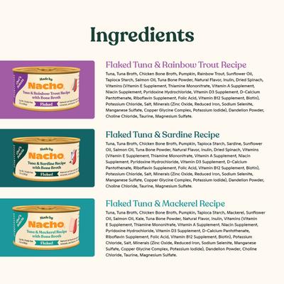 Show full view: Made by Nacho Flaked Fish Variety Pack Grain-Free Wet Cat Food, 3-oz can, case of 12 slide 7 of 10