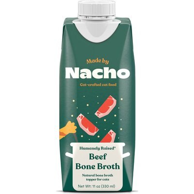 Made by Nacho Made by Nacho Beef Bone Broth Grain- Free Wet Cat Food Topper, 11-oz carton