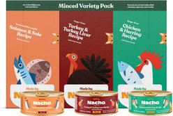 Made by Nacho Chicken, Herring, Salmon & Turkey Variety Pack Minced Wet Cat Food, 5.5-oz can, case of 12