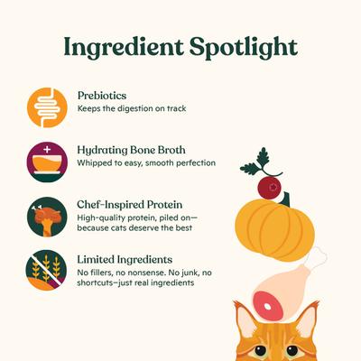 Show full view: Made by Nacho Digestive Support Cage-Free Chicken Puree with Bone Broth Wet Cat Food Topper, 1.4-oz pouch, case of 18 slide 5 of 7