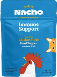 Made by Nacho Immune Support Cage-Free Chicken Puree with Bone Broth Wet Cat Food Topper, 1.4-oz pouch, case of 18