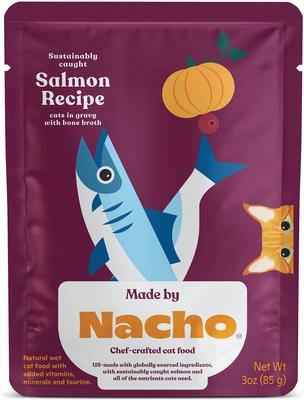 Made by Nacho Sustainably Caught Salmon Recipe Cuts In Gravy with Bone Broth Wet Cat Food