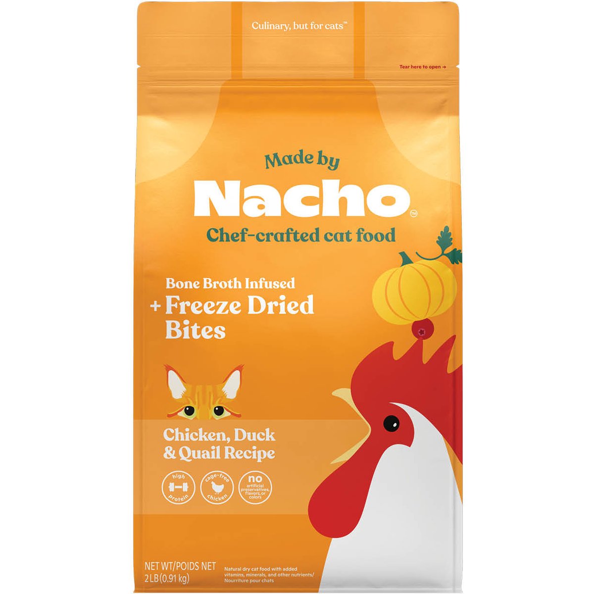 Made by Nacho Cage Free Chicken, Duck & Quail Recipe with Freeze-Dried Chicken Liver Dry Cat Food, 2-lb bag