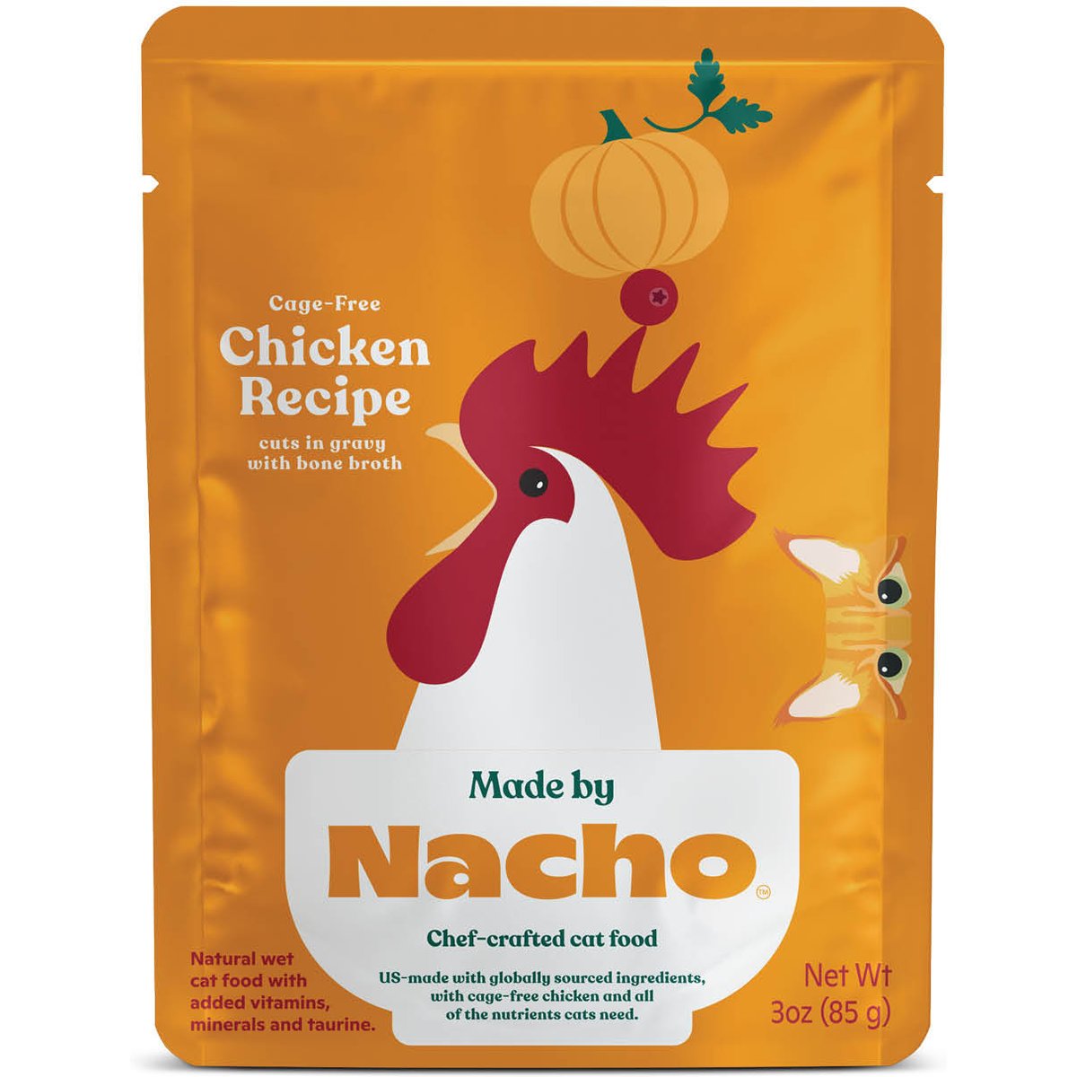 Made by Nacho Cage Free Chicken Recipe Cuts In Gravy with Bone Broth Wet Cat Food, 3-oz pouch, 12 count