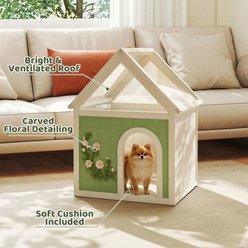 Yafylly Sage Clear Acrylic FSC Certified Wooden Cedar Indoor Cat House, Green slide 2 of 7