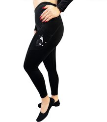 E&S PETS Black & White Cat High-Rise Everyday Leggings, X-Large